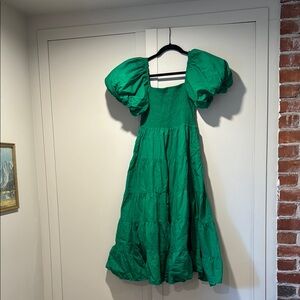 Annette puff sleeve midi A-line dress